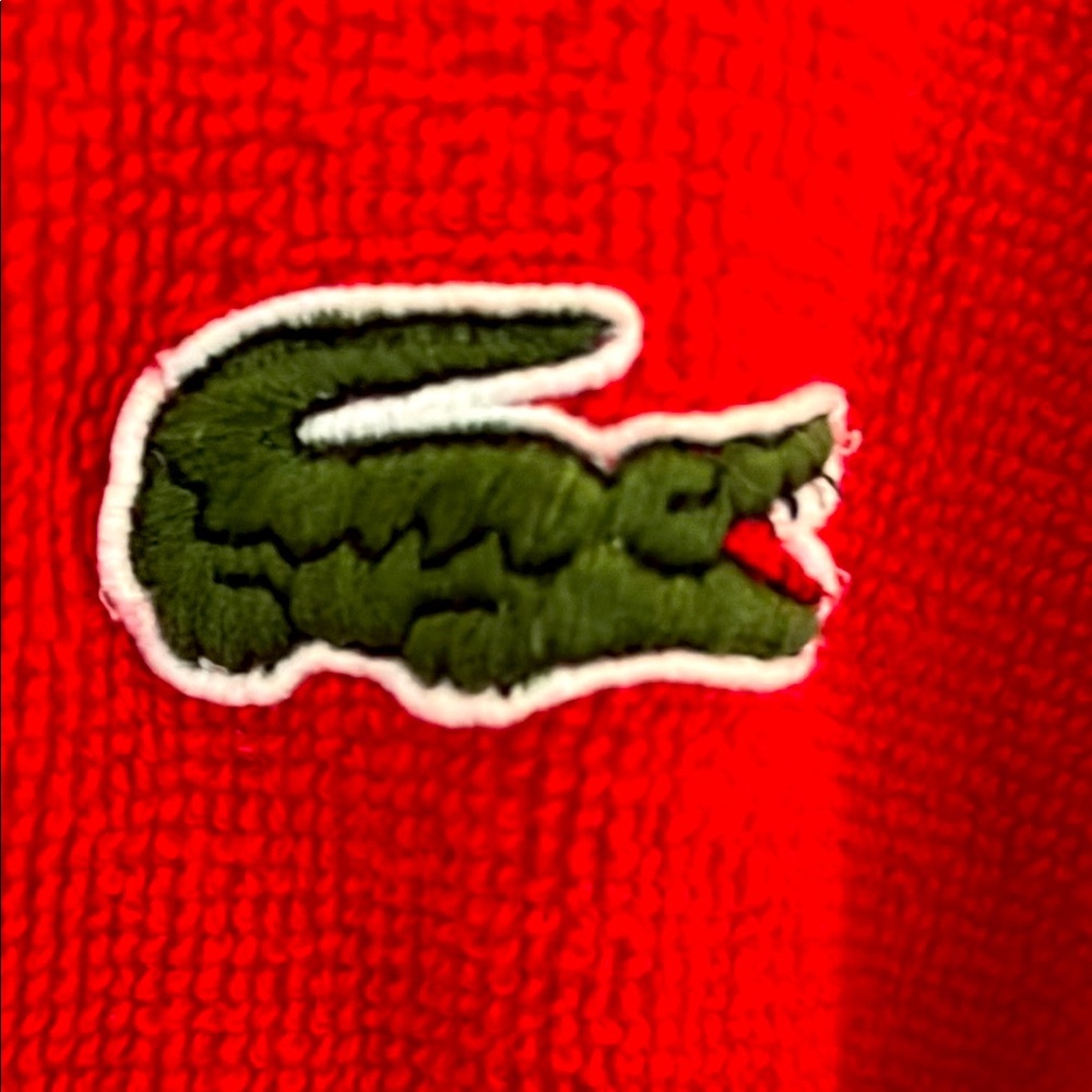 Discounted! Lacoste Vibrant Red Knit Bathrobe with Iconic Logo